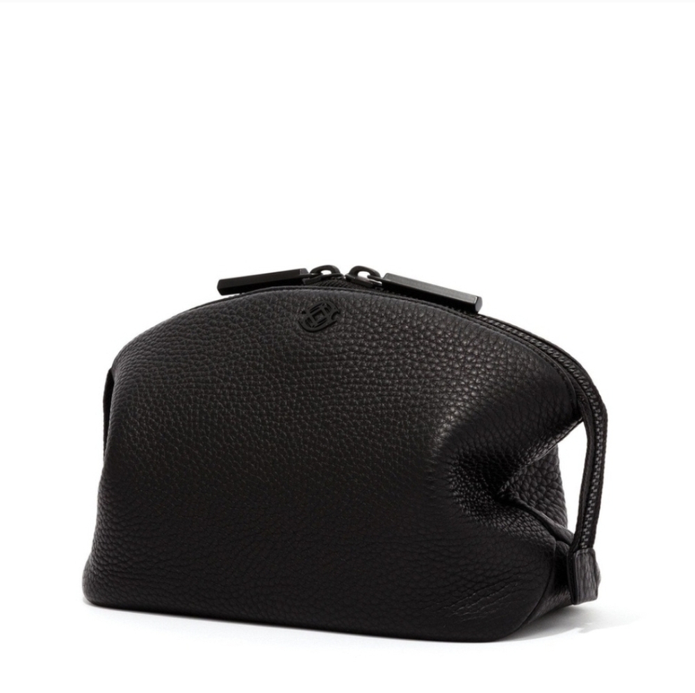 Large Dagne Dover Black Lola Leather Cosmetic Pouch - Discontinued Style - EUC